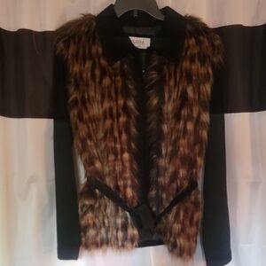 SUEDE JACKET WITH FAUX FUR